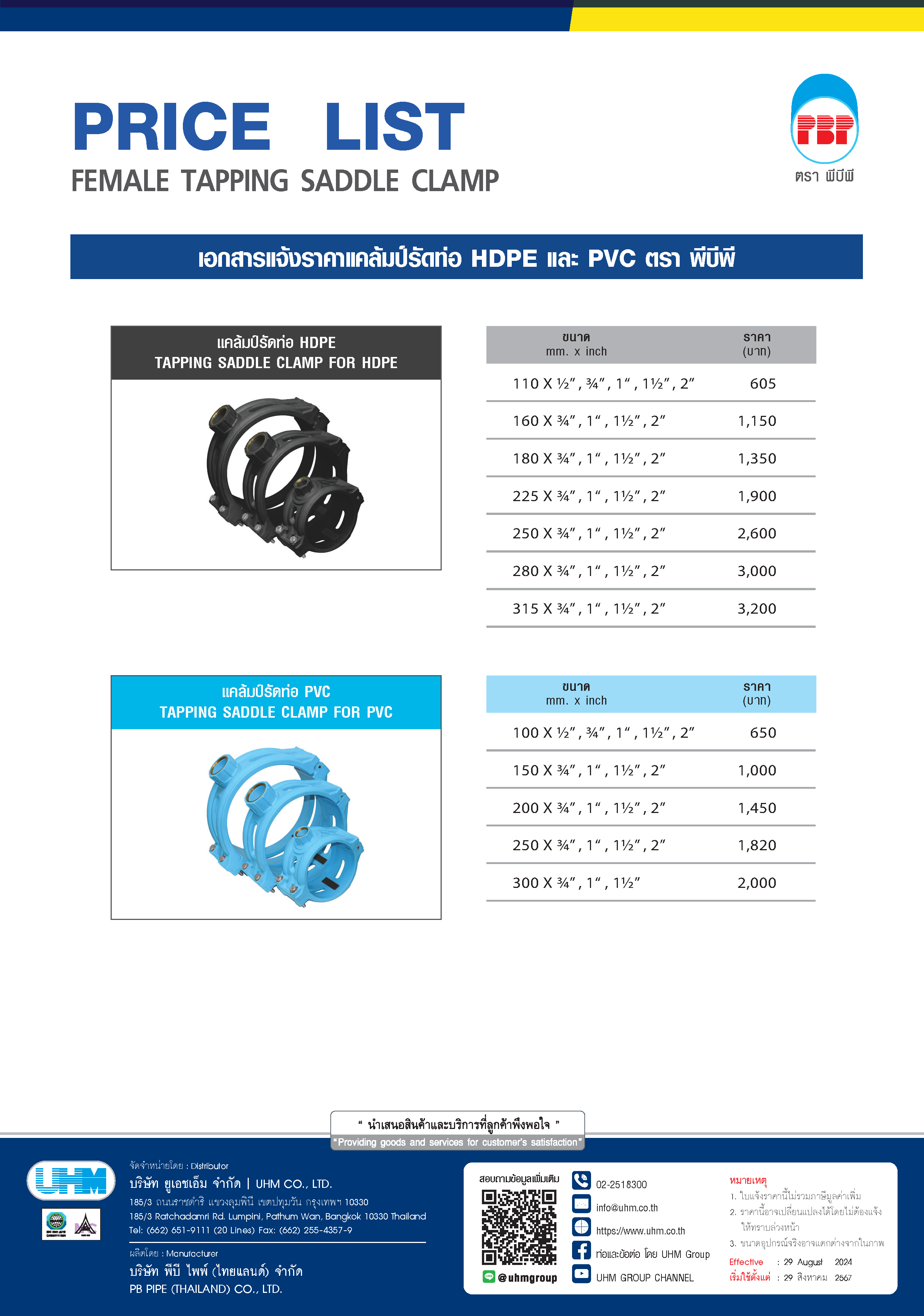 Price List Saddle Clamp